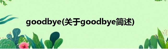 goodbye(对于goodbye简述)