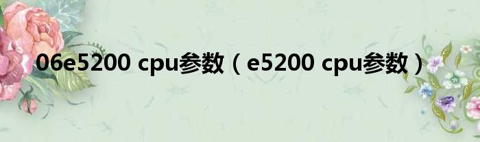 06e5200 cpu参数（e5200 cpu参数）