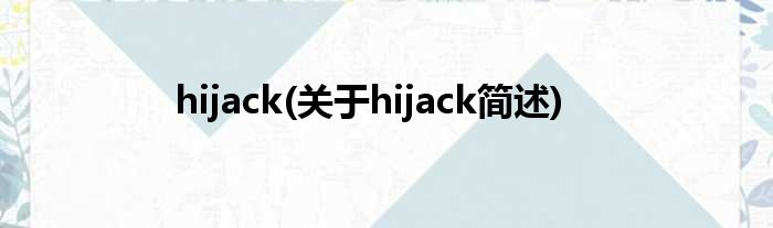 hijack(对于hijack简述)