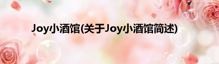 Joy小酒馆(对于Joy小酒馆简述)