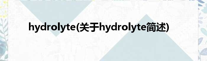 hydrolyte(对于hydrolyte简述)
