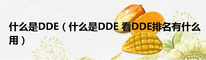 甚么是DDE（甚么是DDE 看DDE排名有甚么用）
