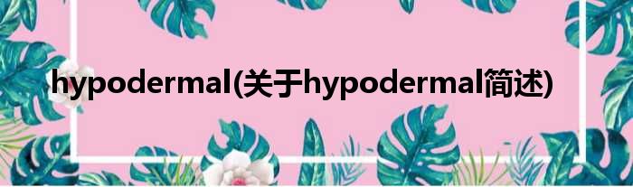 hypodermal(对于hypodermal简述)