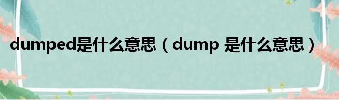 dumped是甚么意思（dump 是甚么意思）