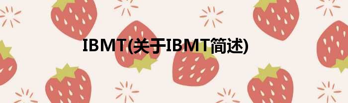 IBMT(对于IBMT简述)