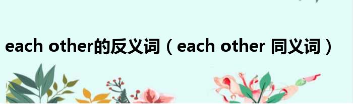 each other的反义词（each other 同义词）