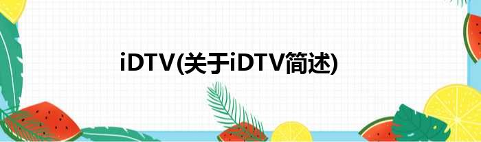 iDTV(对于iDTV简述)