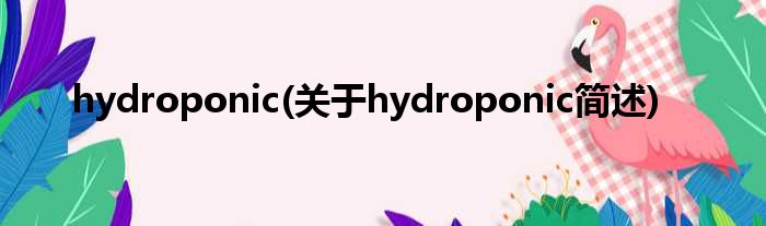 hydroponic(对于hydroponic简述)