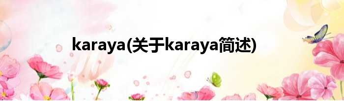 karaya(对于karaya简述)