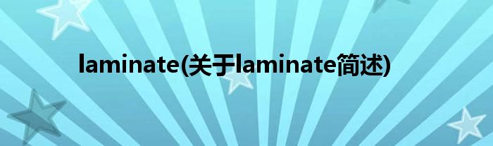 laminate(对于laminate简述)