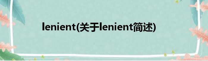lenient(对于lenient简述)