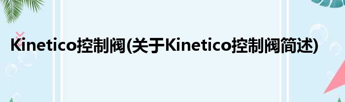 Kinetico操作阀(对于Kinetico操作阀简述)