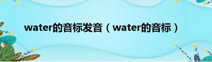 water的音标发音（water的音标）