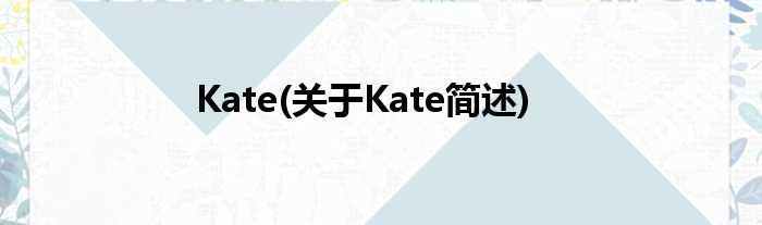 Kate(对于Kate简述)