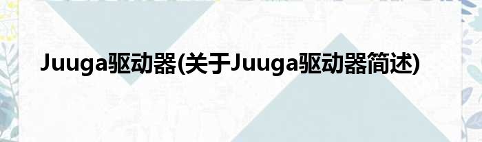 Juuga驱动器(对于Juuga驱动器简述)