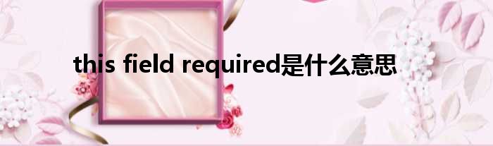 this field required是甚么意思