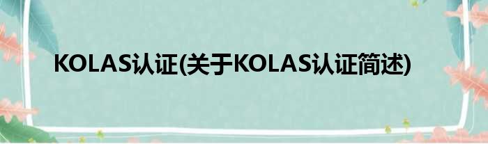 KOLAS认证(对于KOLAS认证简述)