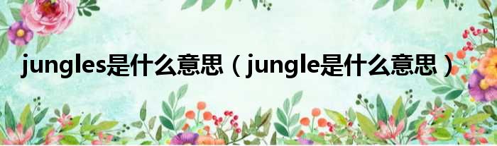 jungles是甚么意思（jungle是甚么意思）