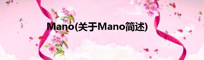 Mano(对于Mano简述)