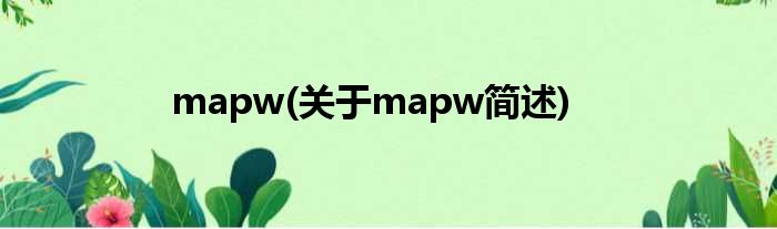 mapw(对于mapw简述)