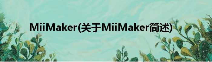 MiiMaker(对于MiiMaker简述)