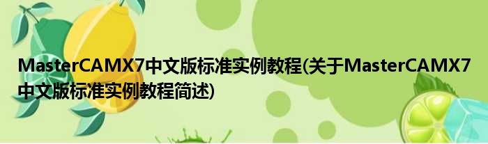MasterCAMX7中文版尺度实例教程(对于MasterCAMX7中文版尺度实例教程简述)