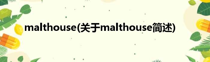malthouse(对于malthouse简述)