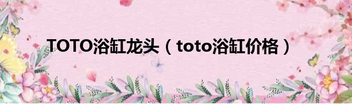 TOTO浴缸龙头（toto浴缸价钱）