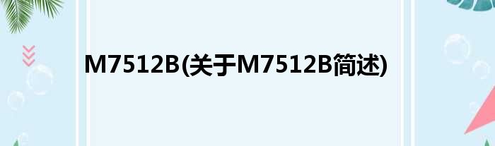 M7512B(对于M7512B简述)
