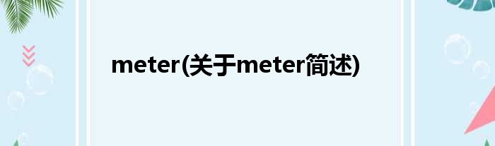 meter(对于meter简述)