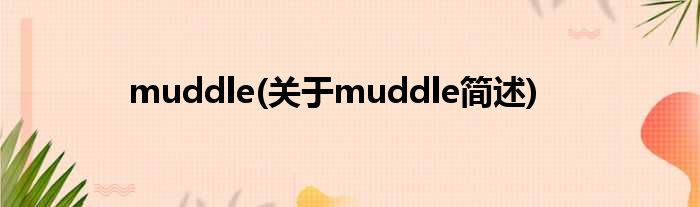 muddle(对于muddle简述)