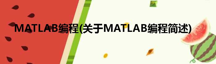 MATLAB编程(对于MATLAB编程简述)