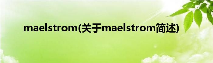maelstrom(对于maelstrom简述)