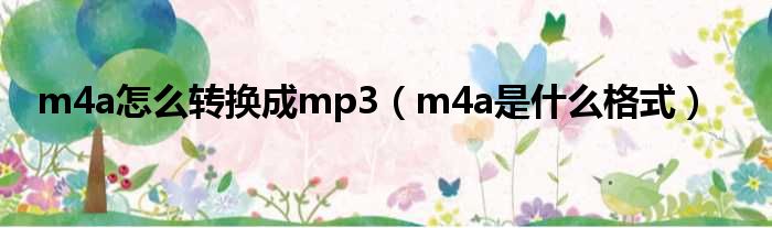 m4a奈何样转换成mp3（m4a是甚么格式）