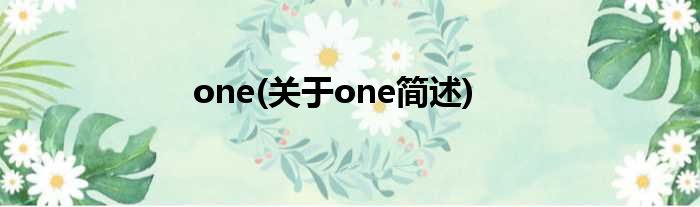 one(对于one简述)