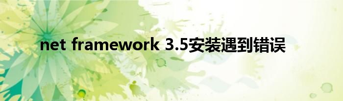 net framework 3.5装置碰着过错