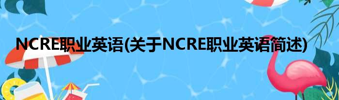 NCRE职业英语(对于NCRE职业英语简述)