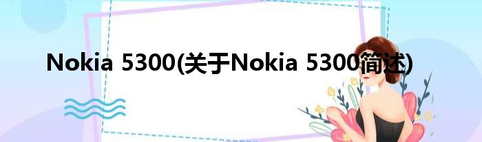 Nokia 5300(对于Nokia 5300简述)