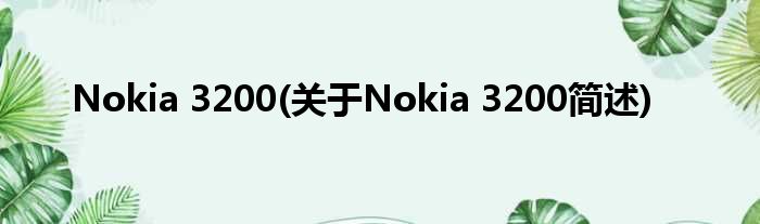 Nokia 3200(对于Nokia 3200简述)