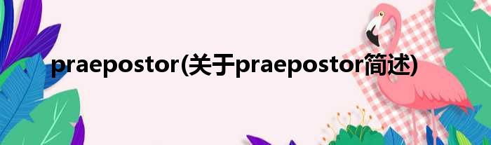 praepostor(对于praepostor简述)