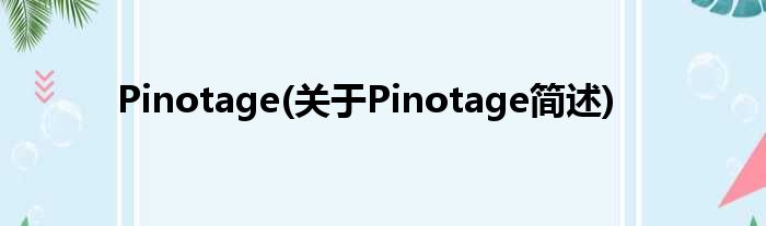Pinotage(对于Pinotage简述)
