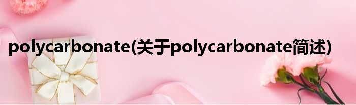 polycarbonate(对于polycarbonate简述)