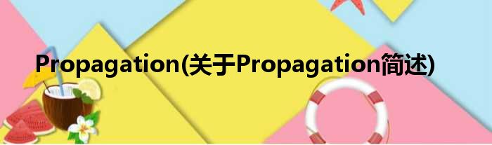Propagation(对于Propagation简述)