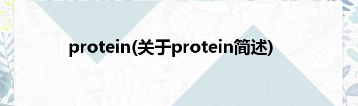 protein(对于protein简述)