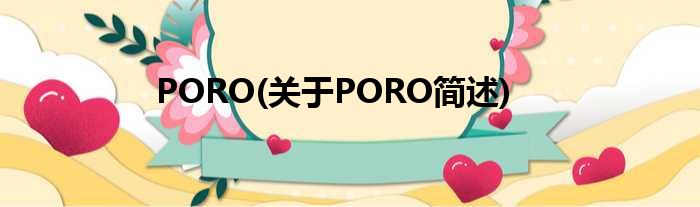 PORO(对于PORO简述)
