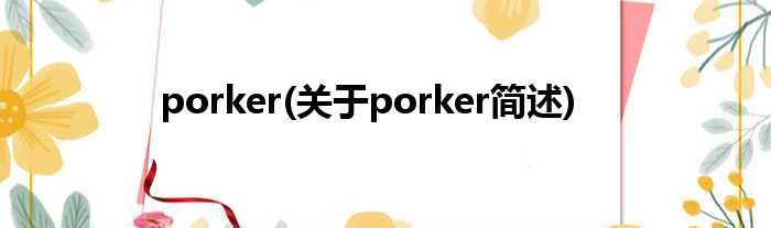 porker(对于porker简述)