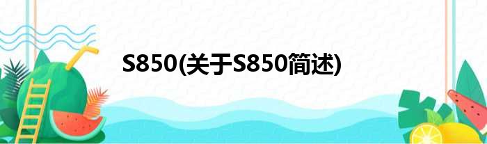 S850(对于S850简述)