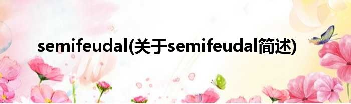 semifeudal(对于semifeudal简述)