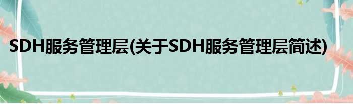 SDH效率规画层(对于SDH效率规画层简述)
