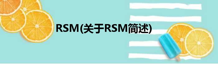 RSM(对于RSM简述)